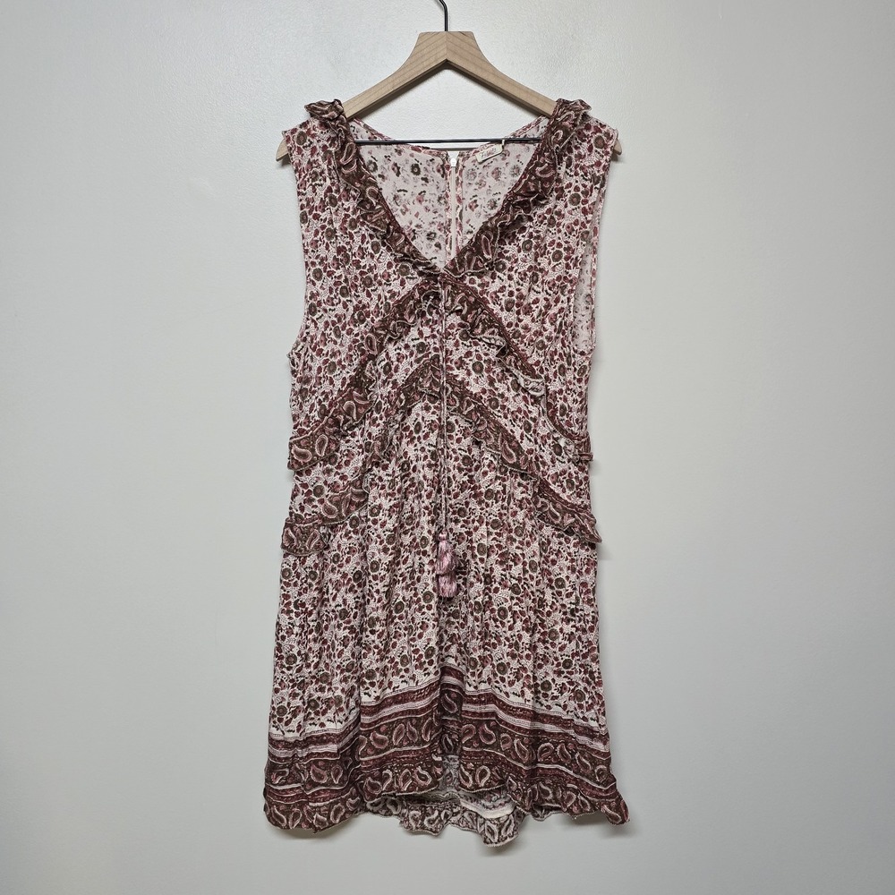 Faherty Women's Bonita Floral Printed Boho Neutral Midi Dress Sz XL